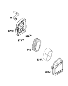 Air Cleaner Group Diagram and Parts List for 104M02-0089-H5 100000 - 19Z999 Briggs and Stratton Engine